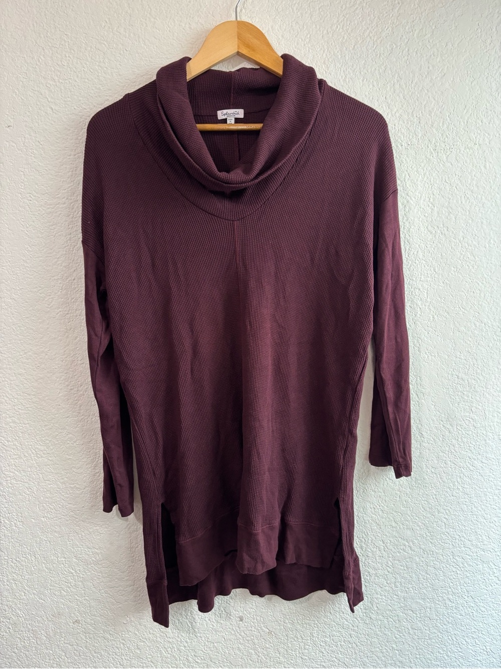 Splendid Burgundy Cowl Neck Longline Sweater